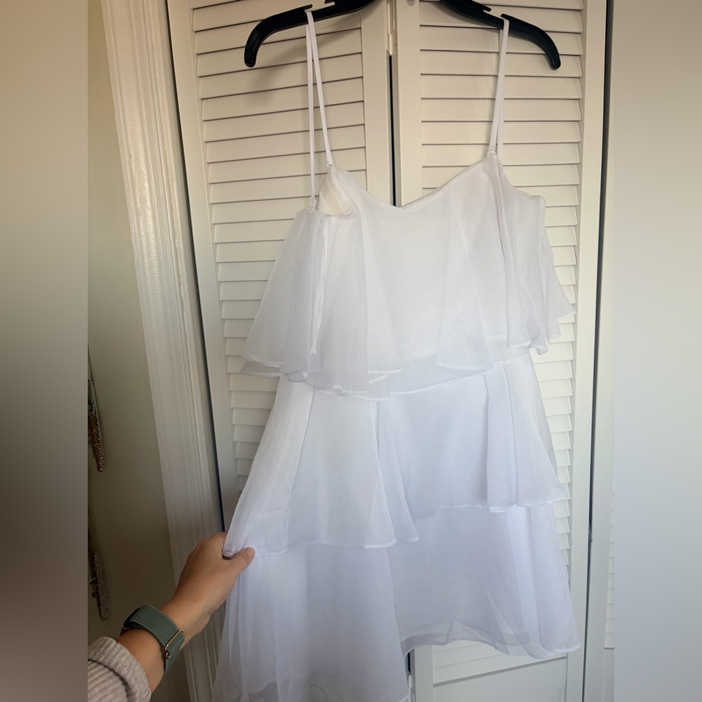 Abercrombie & Fitch Organza Tiered Strapless Mini Dress